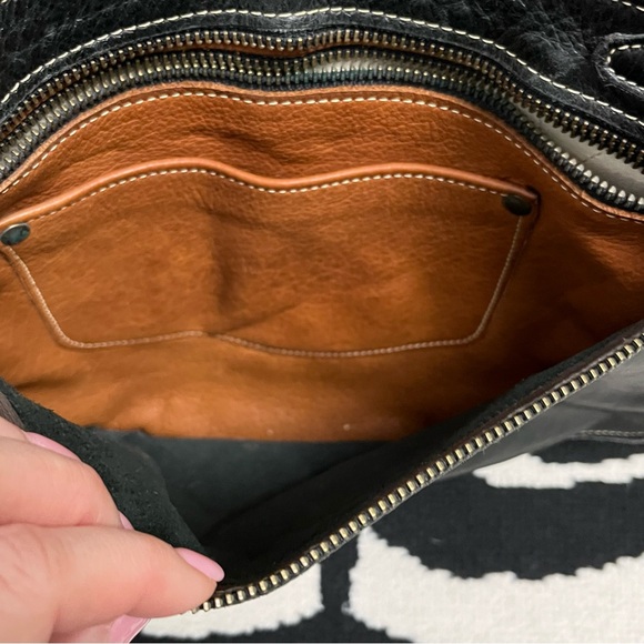 Vintage Boho Leather Inlay Leather Design Hippie Saddle Bag Crossbody Purse - Picture 7 of 13